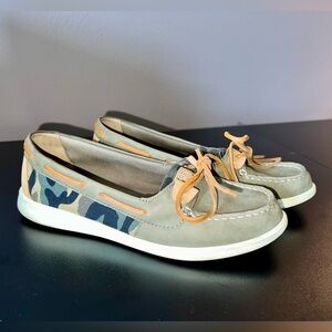 Sperry Topsider Women's Green and Camouflage Boat Shoes